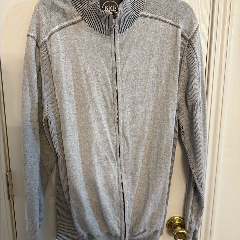 BKE Men's Light Gray Zip-Up Sweater